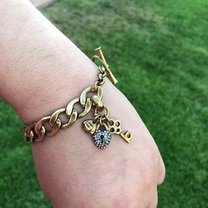 Fossil gold link charm bracelet